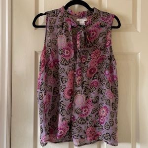 Modcloth retro 1960s floral sheer blouse with bow
